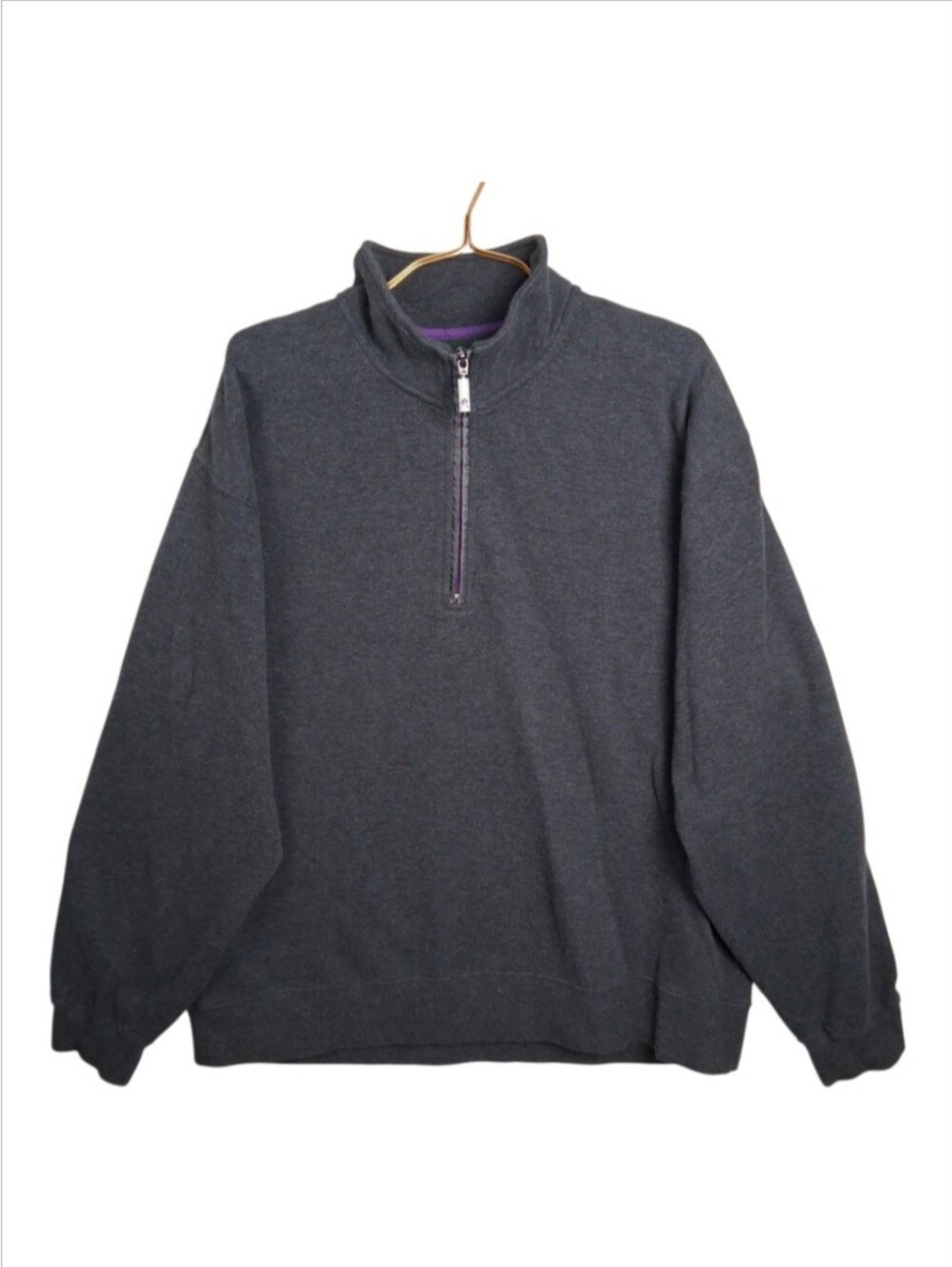 Orvis Men XL Gray Cotton Signature Luxe 1/4 Zip Mock Neck Pullover Knit Sweater